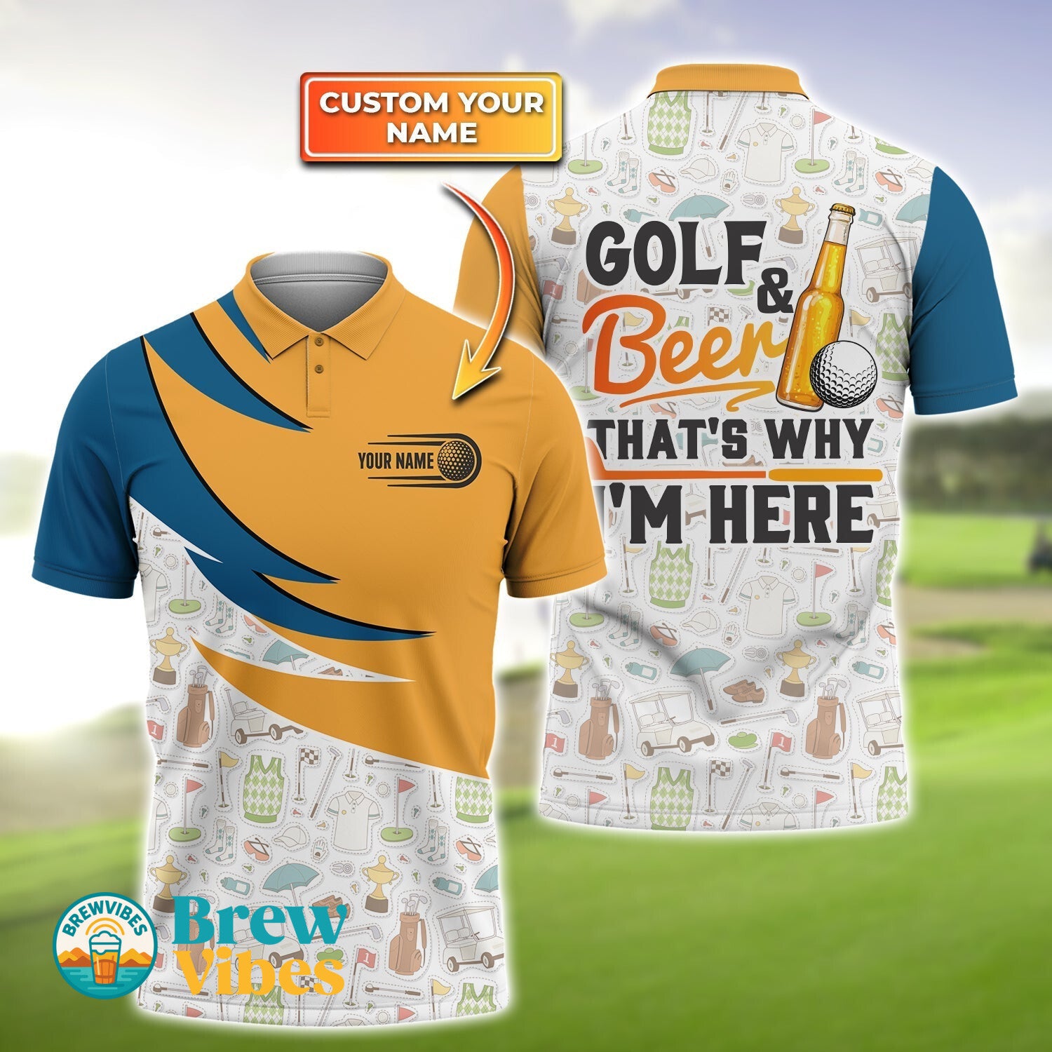 That's Why I'm Here Polo Shirt Golf and Beer Polo Golfer Outfit