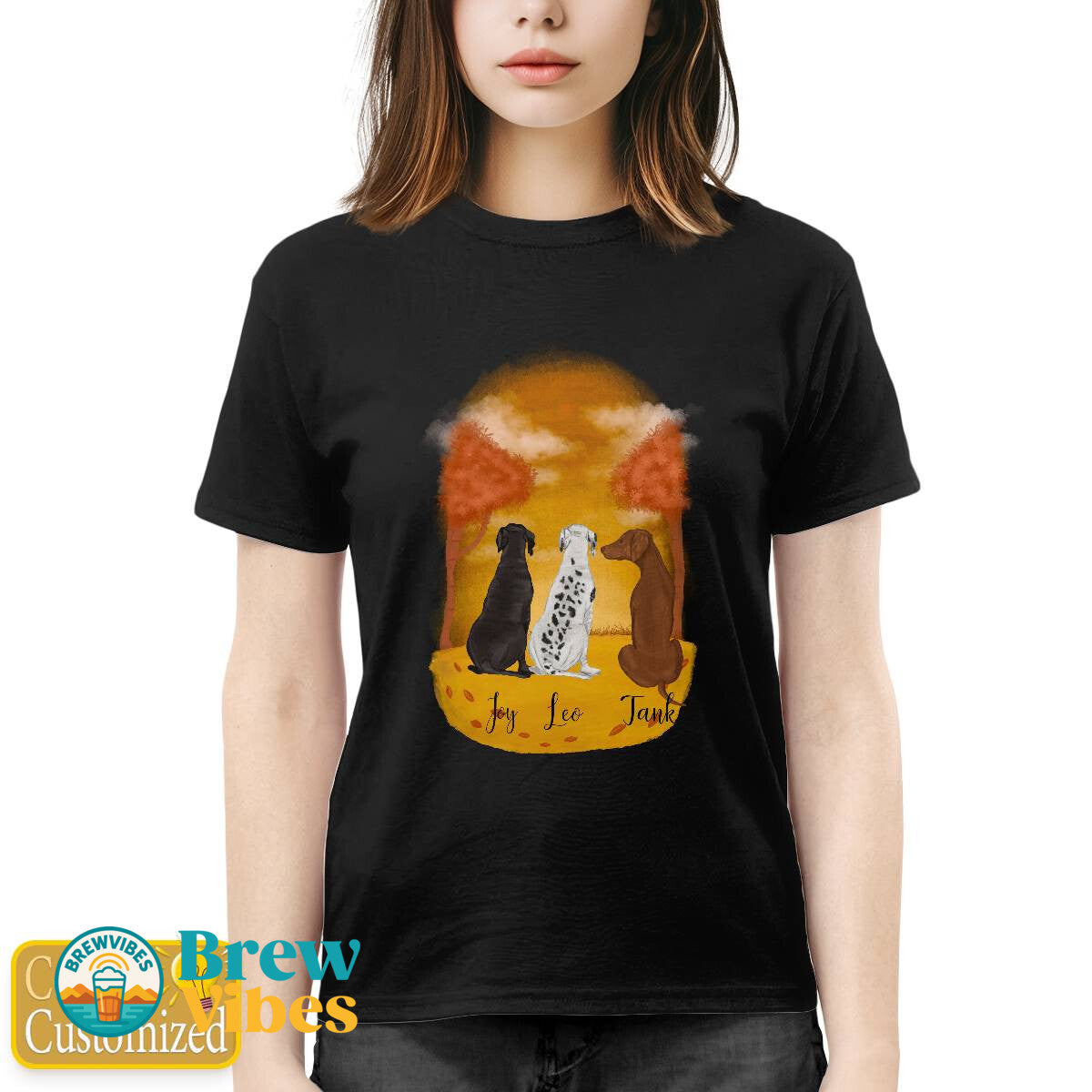 Personalize For 3 Dogs T-shirt