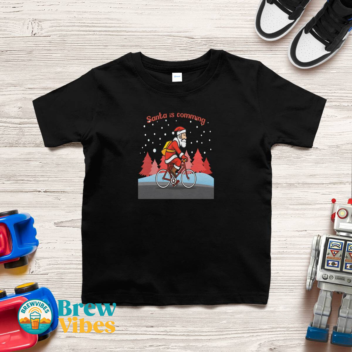 Santa Is Comming - Bicycle Kids T-shirt