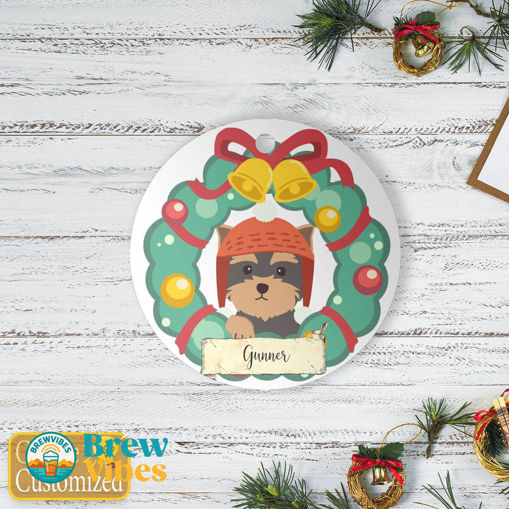 Personalize Name Pet - Pet With Laurel Wreath Ornament