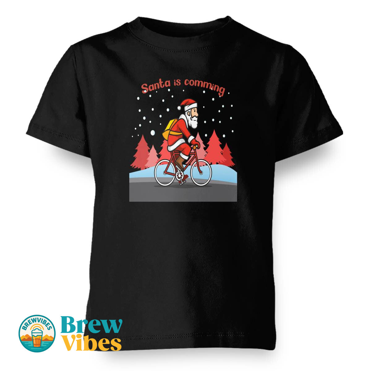 Santa Is Comming - Bicycle Kids T-shirt