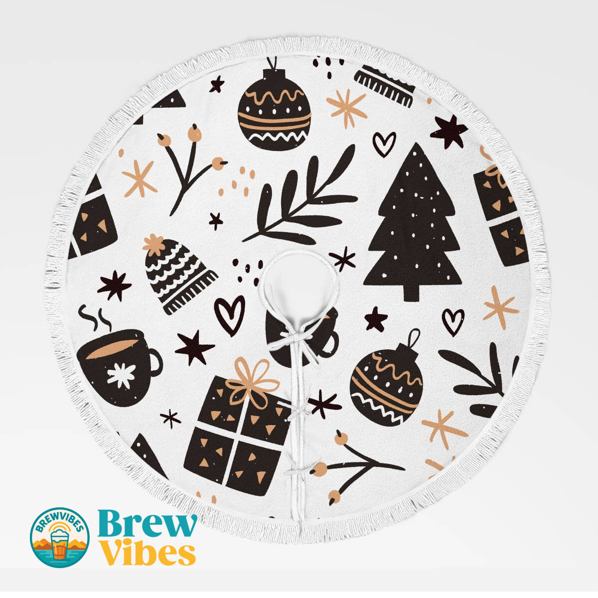 Christmas Pattern Tree Skirt Black&White