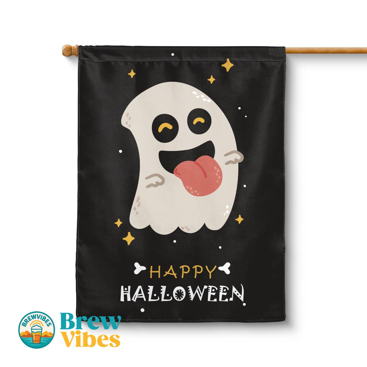 Happy Halloween Ghost Skull House Flag
