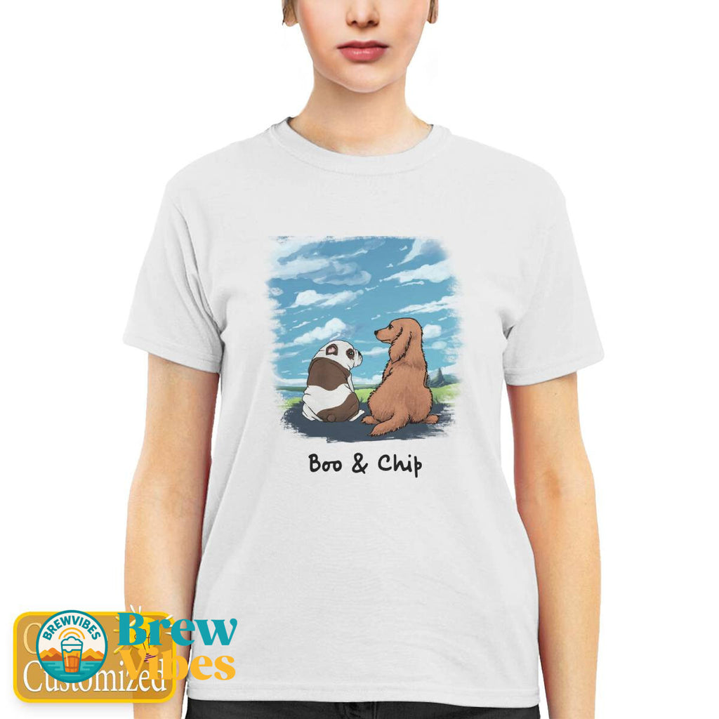 Two Dogs in The Meadow Ladies Tshirt