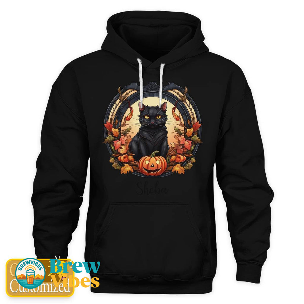 Halloween Cat Hoodie with Name