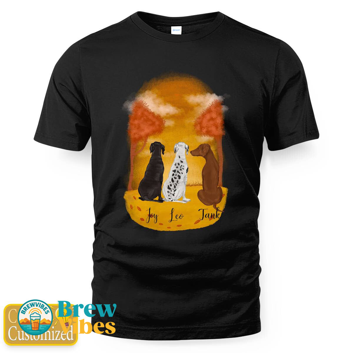 Personalize For 3 Dogs T-shirt