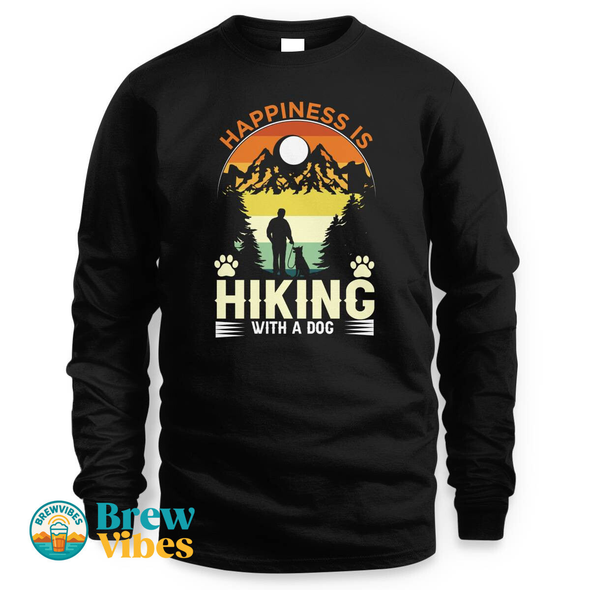 HappinessIs Hiking With A Dog Long Sleeve Tee