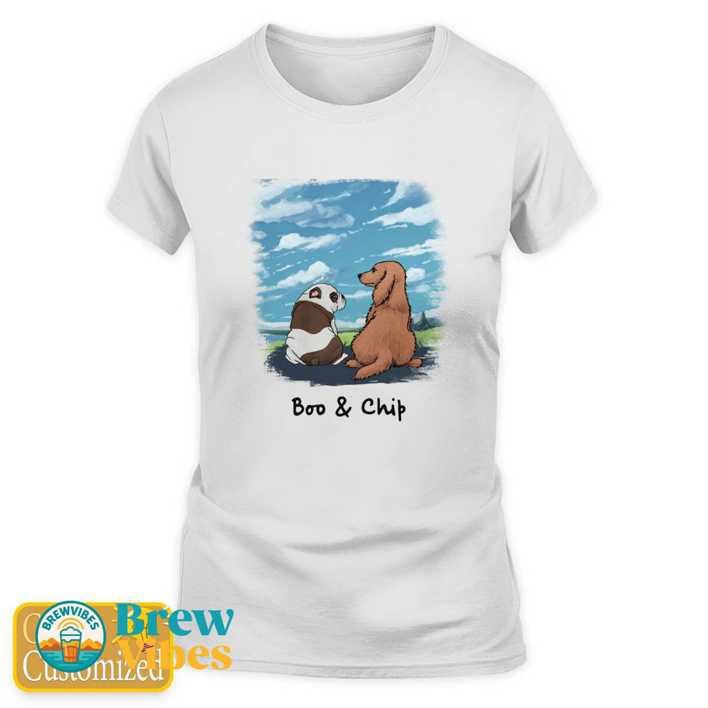 Two Dogs in The Meadow Ladies Tshirt