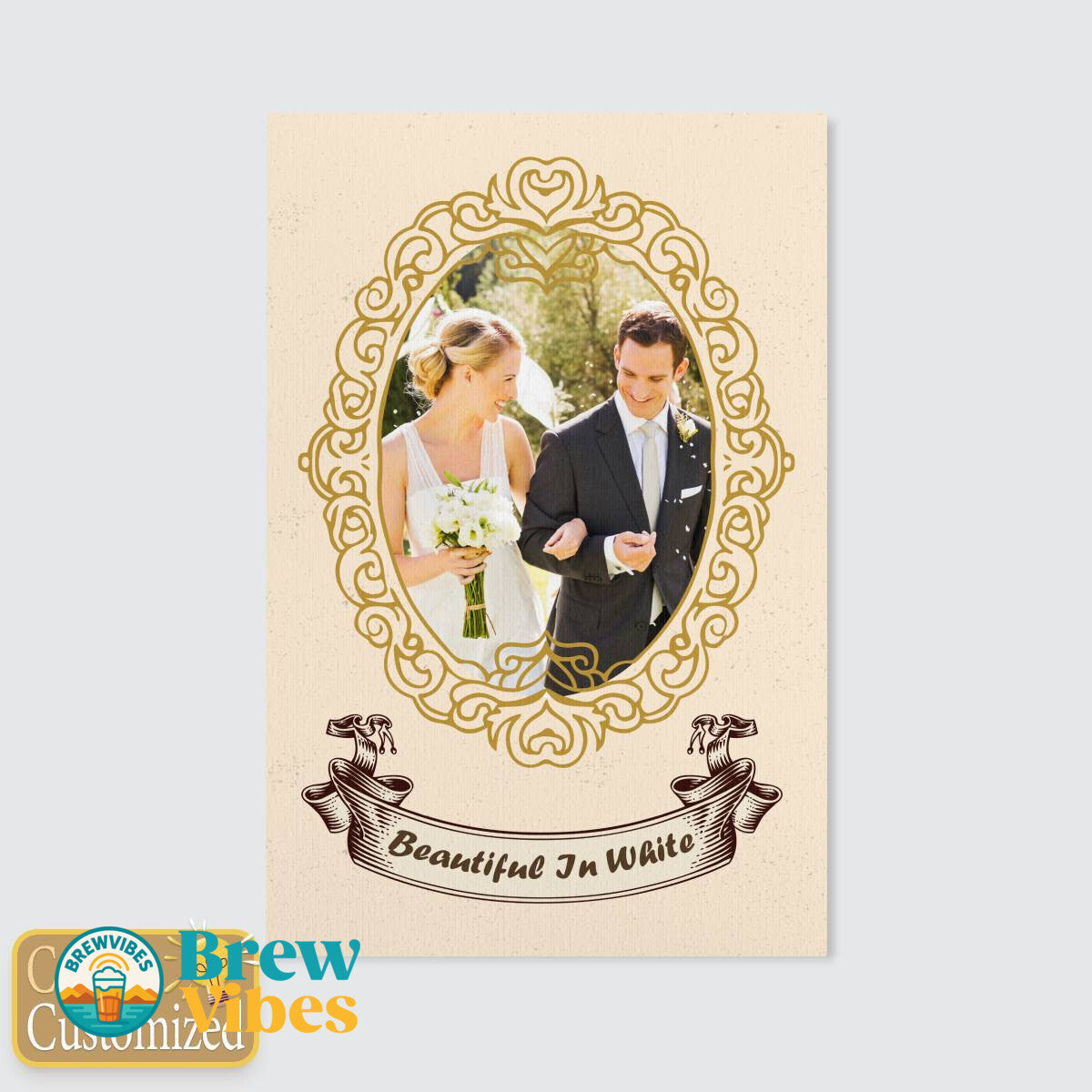 Beautiful in White with Your Photo Portrait Canvas