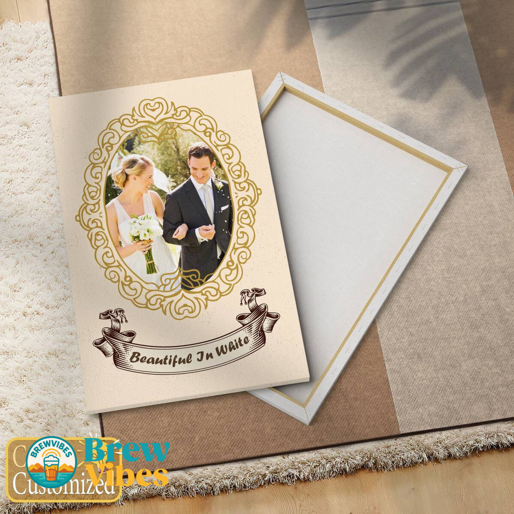 Beautiful in White with Your Photo Portrait Canvas