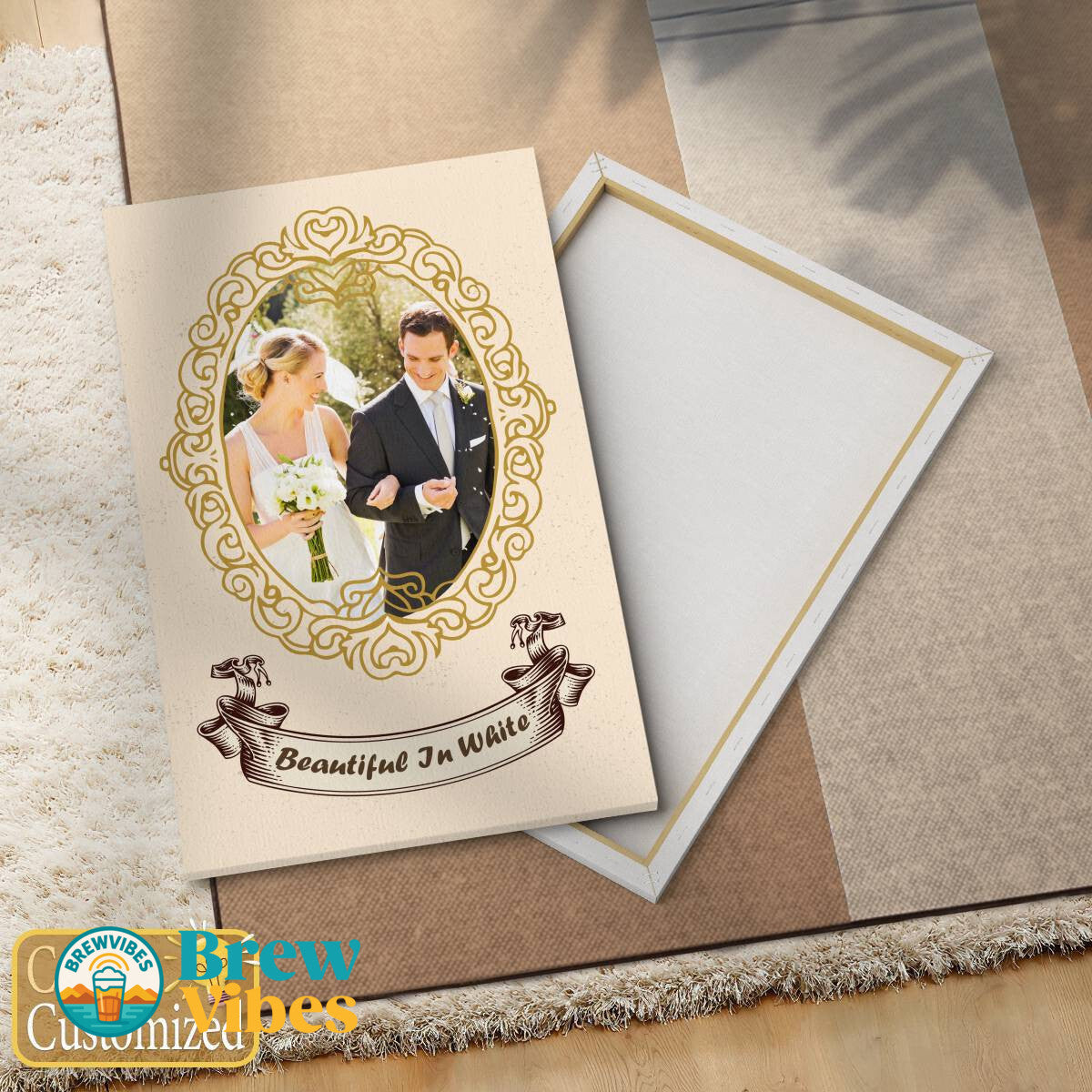 Beautiful in White with Your Photo Portrait Canvas