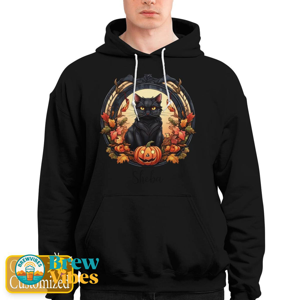 Halloween Cat Hoodie with Name