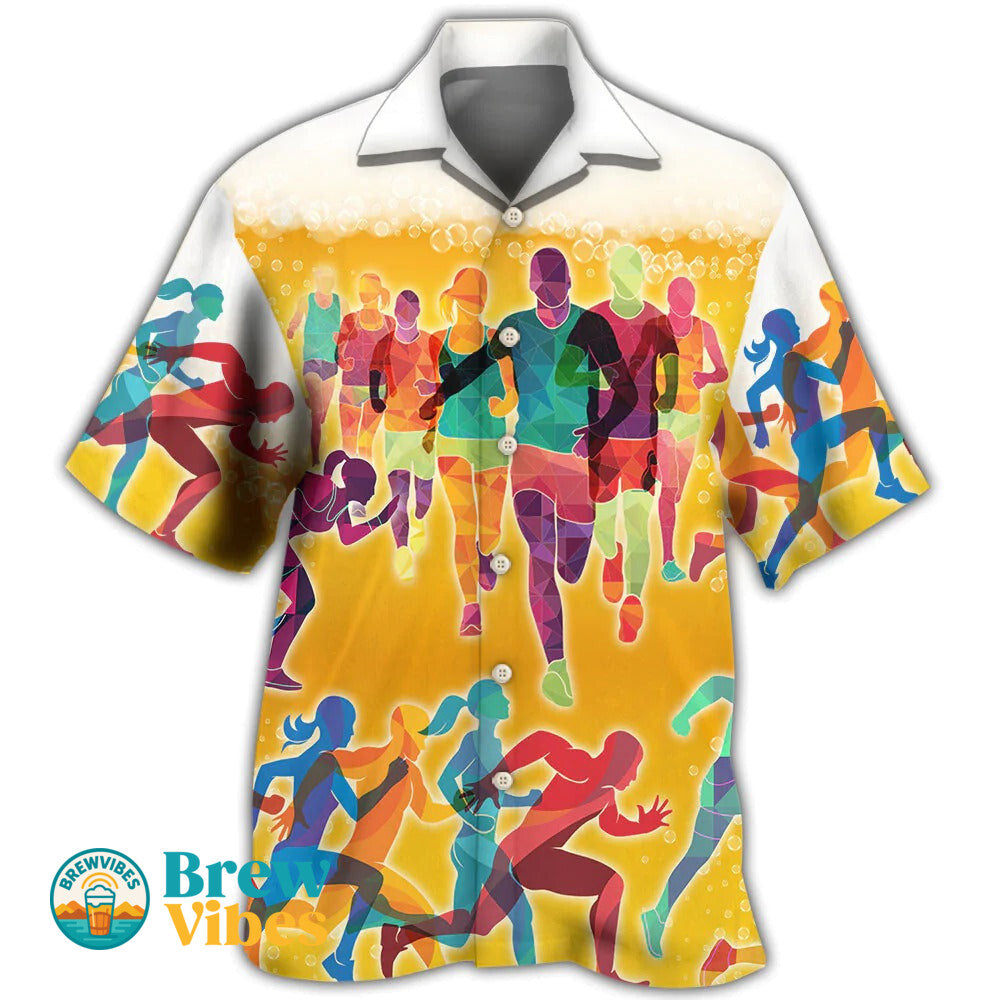 Beer I Like Beer And Running Hawaiian Shirt Men Women Gift For Beer Day Party Running Lover