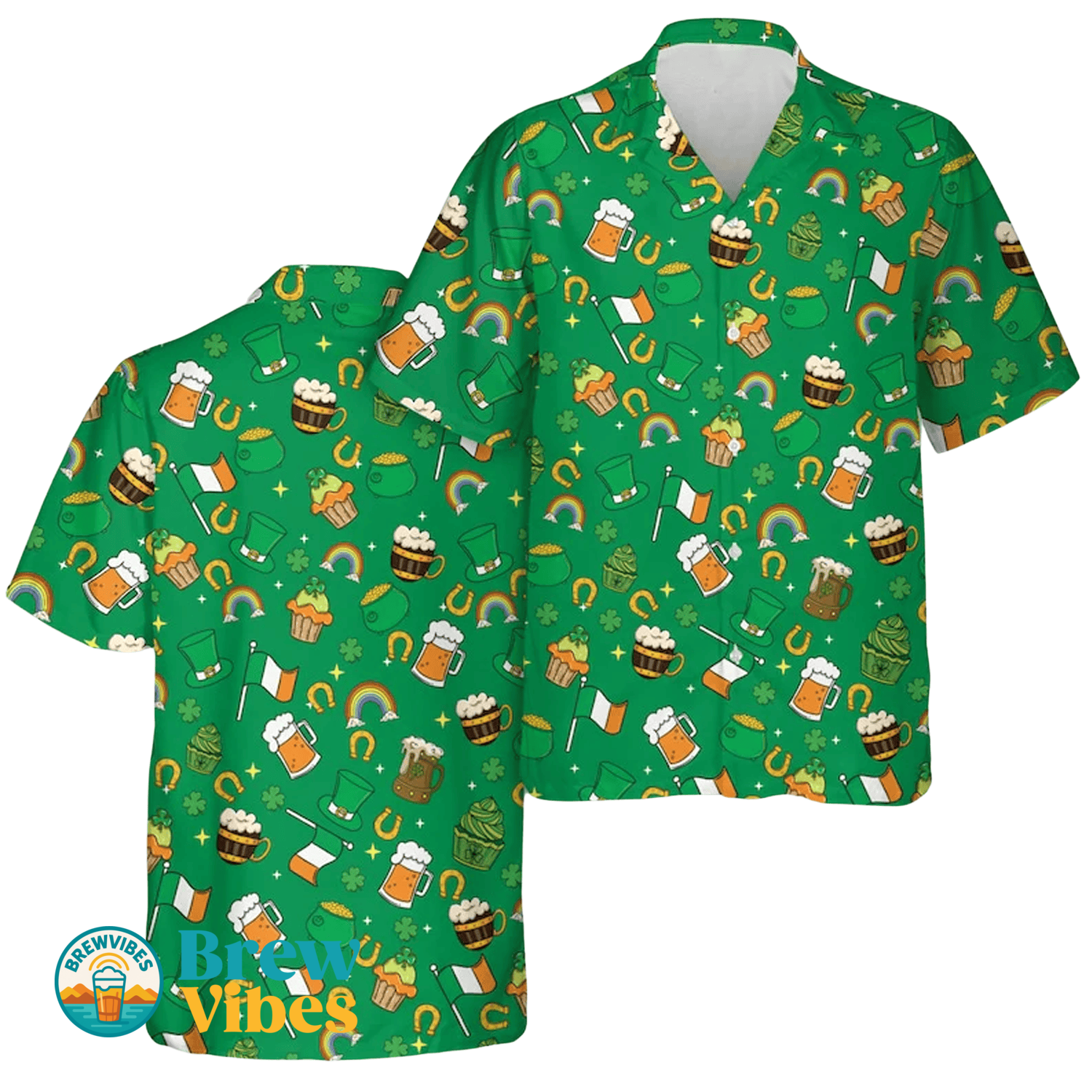 St Patrick's Day Hawaiian Shirt, Irish Flag Beer Lover Hawaiian Shirt, Gift For Him