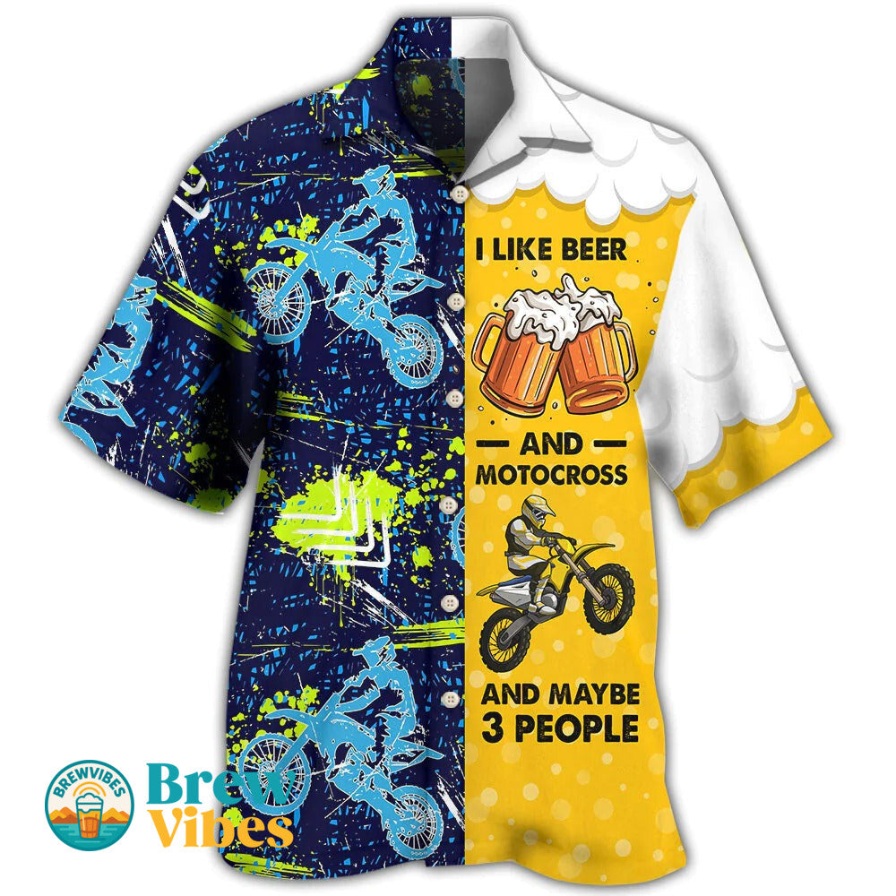 Beer I Like Beer And Motocross Unisex Hawaiian Shirt