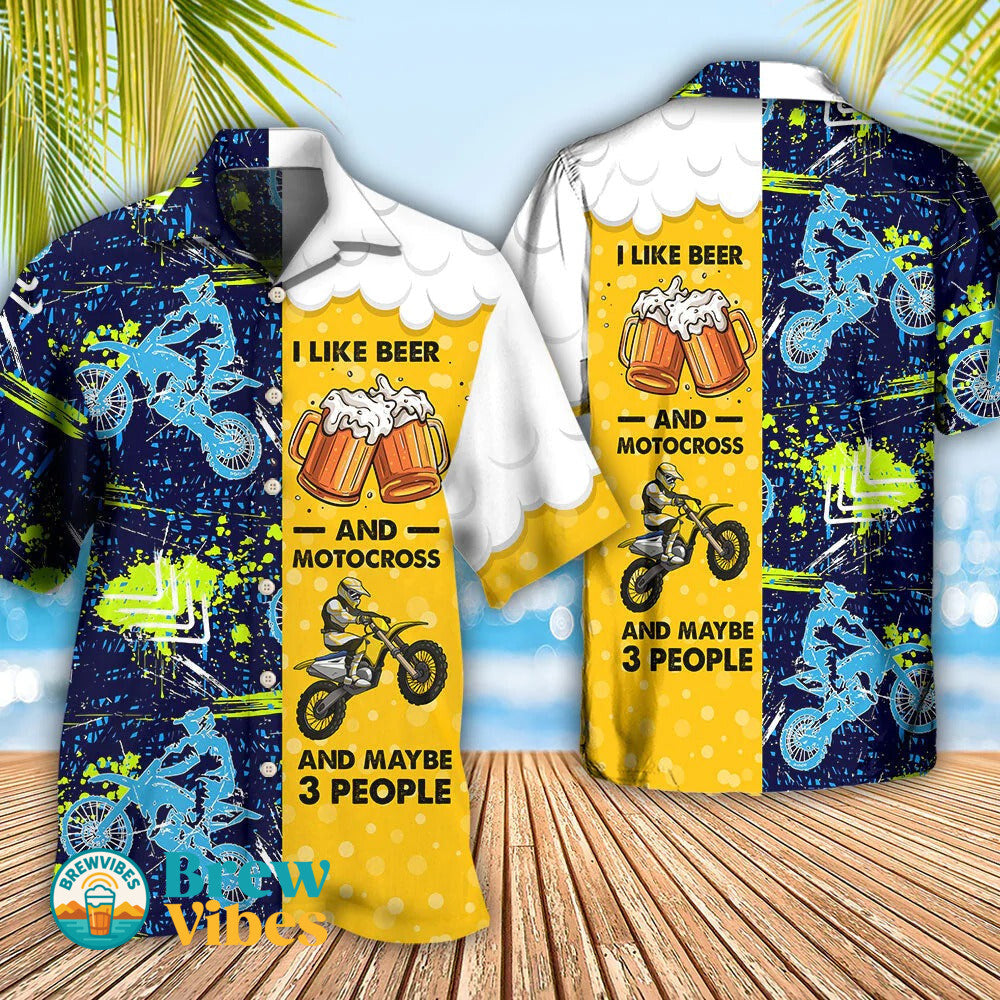 Beer I Like Beer And Motocross Unisex Hawaiian Shirt
