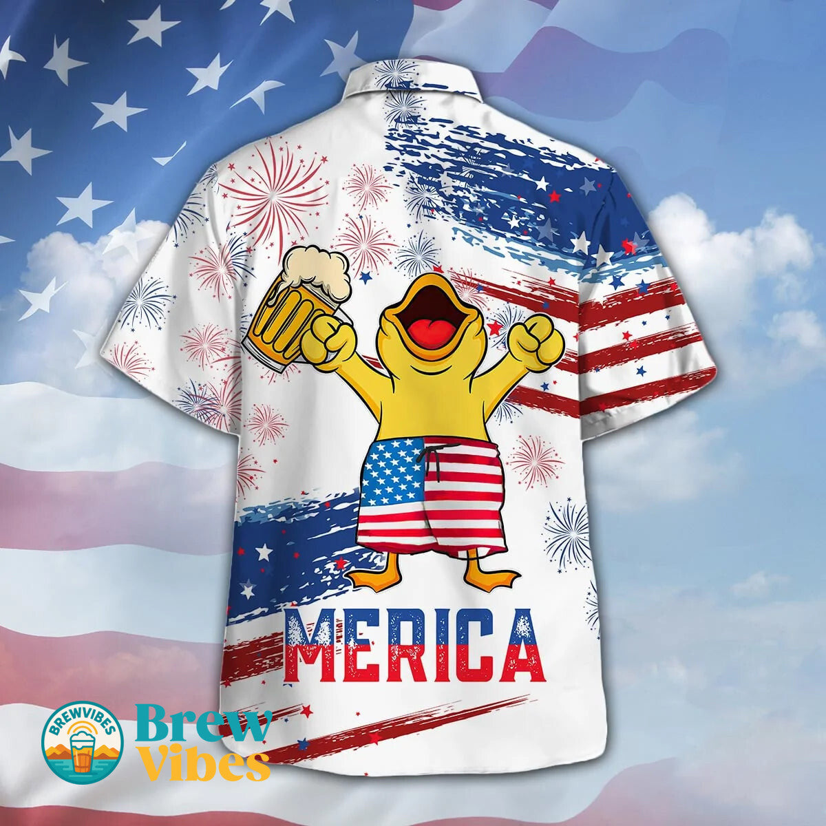 Duck Drink Beer Hawaiian Shirt Cute Duck Merica Hawaiian Shirt Men Women