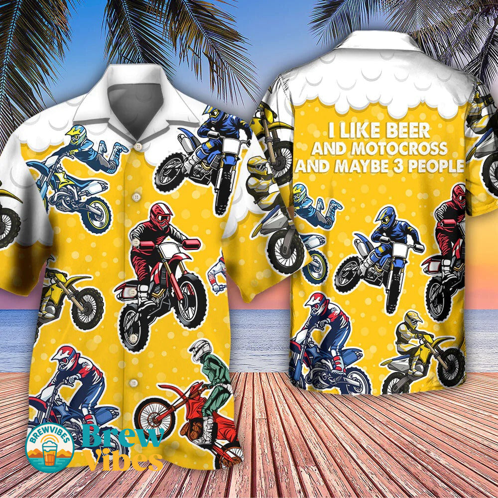 Beer I Like Beer And Motocross Hawaiian Shirt Men Women Beer Hawaiian Aloha Beach Shirt