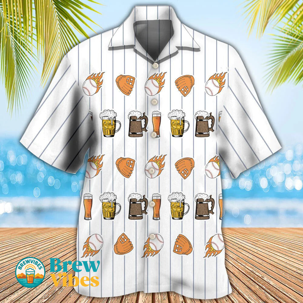 Beer I Like Beer And Baseball And Maybe 3 People Unisex Hawaiian Shirt