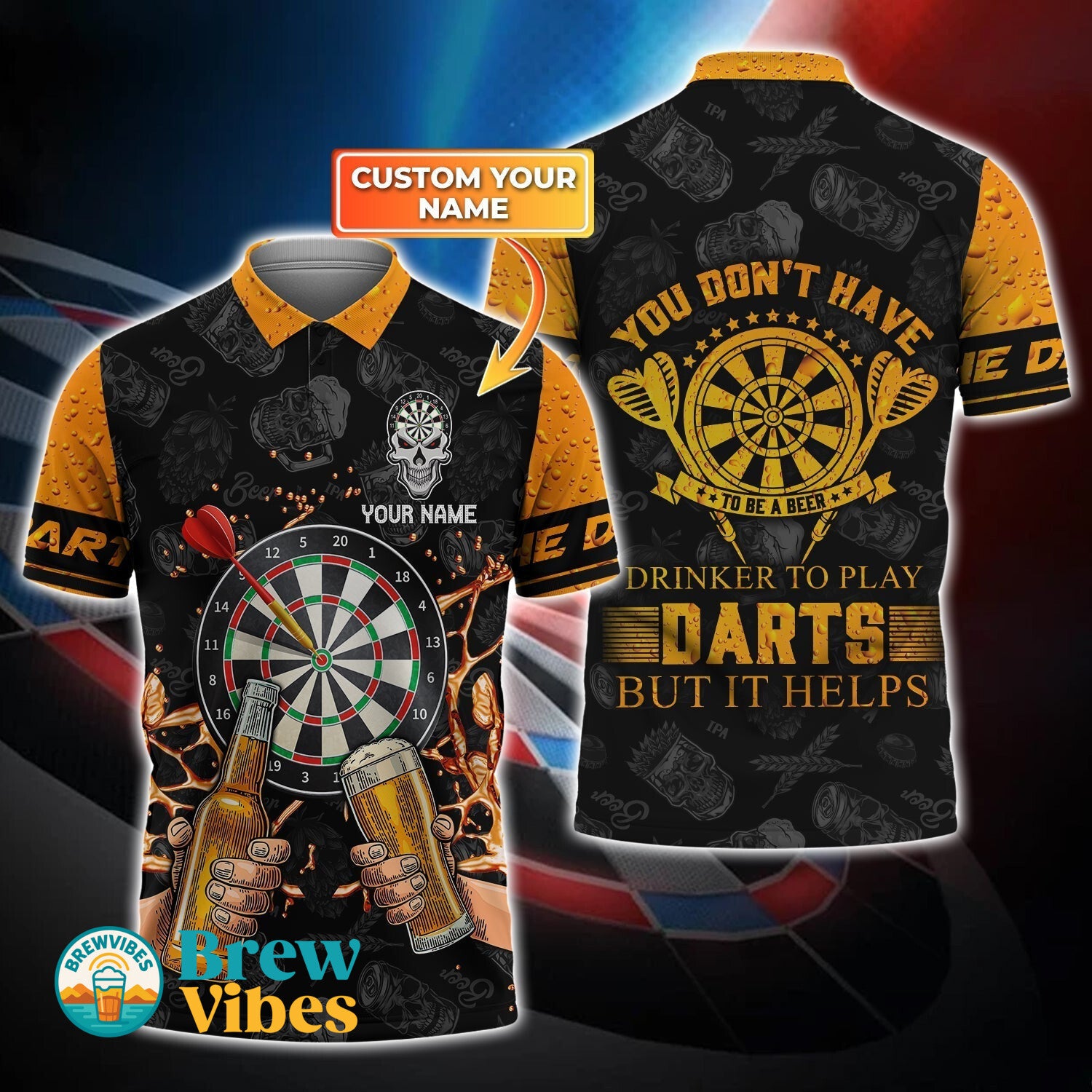 Beer Darts 3D Polo Shirt Personalized Name 3D Polo Shirt