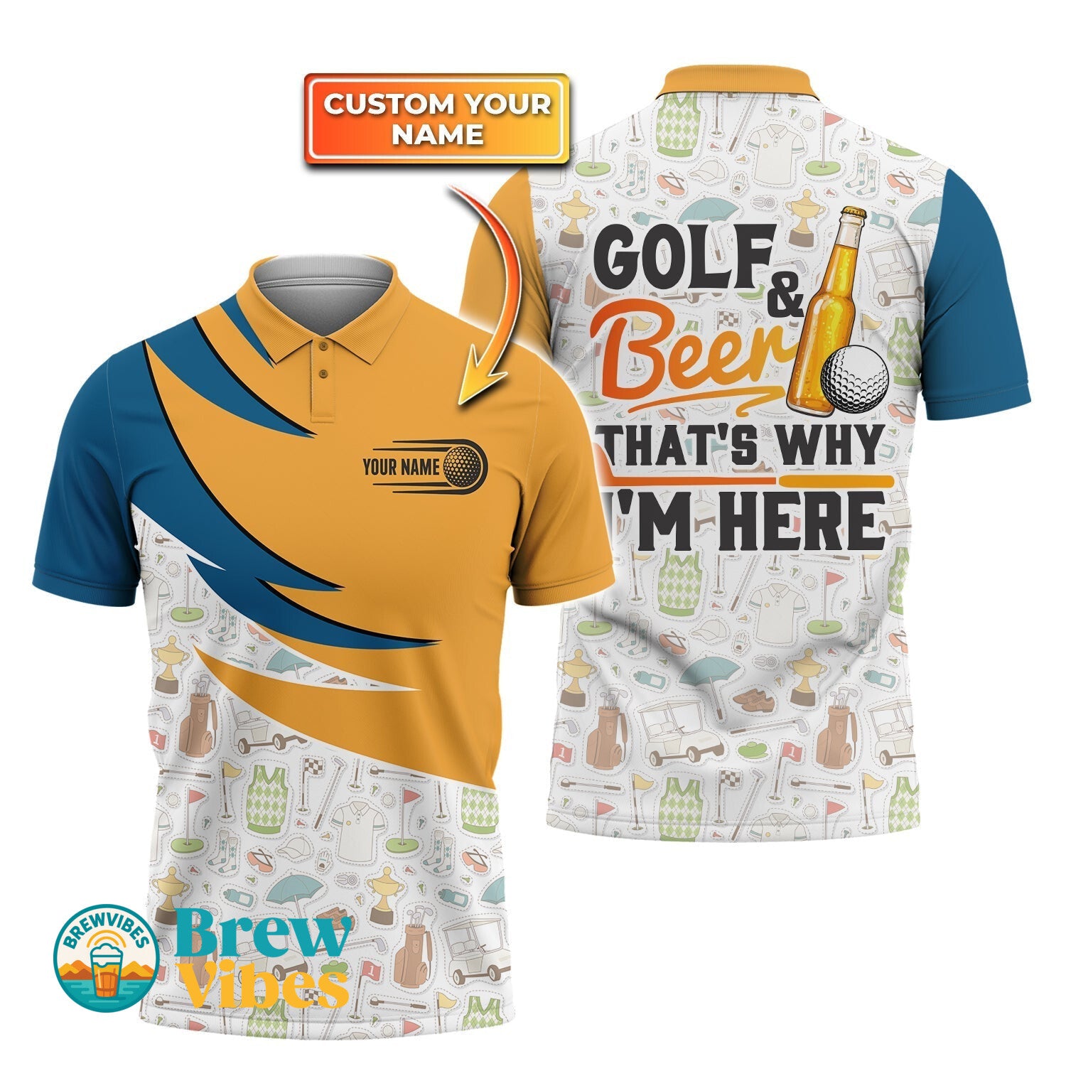 That's Why I'm Here Polo Shirt Golf and Beer Polo Golfer Outfit