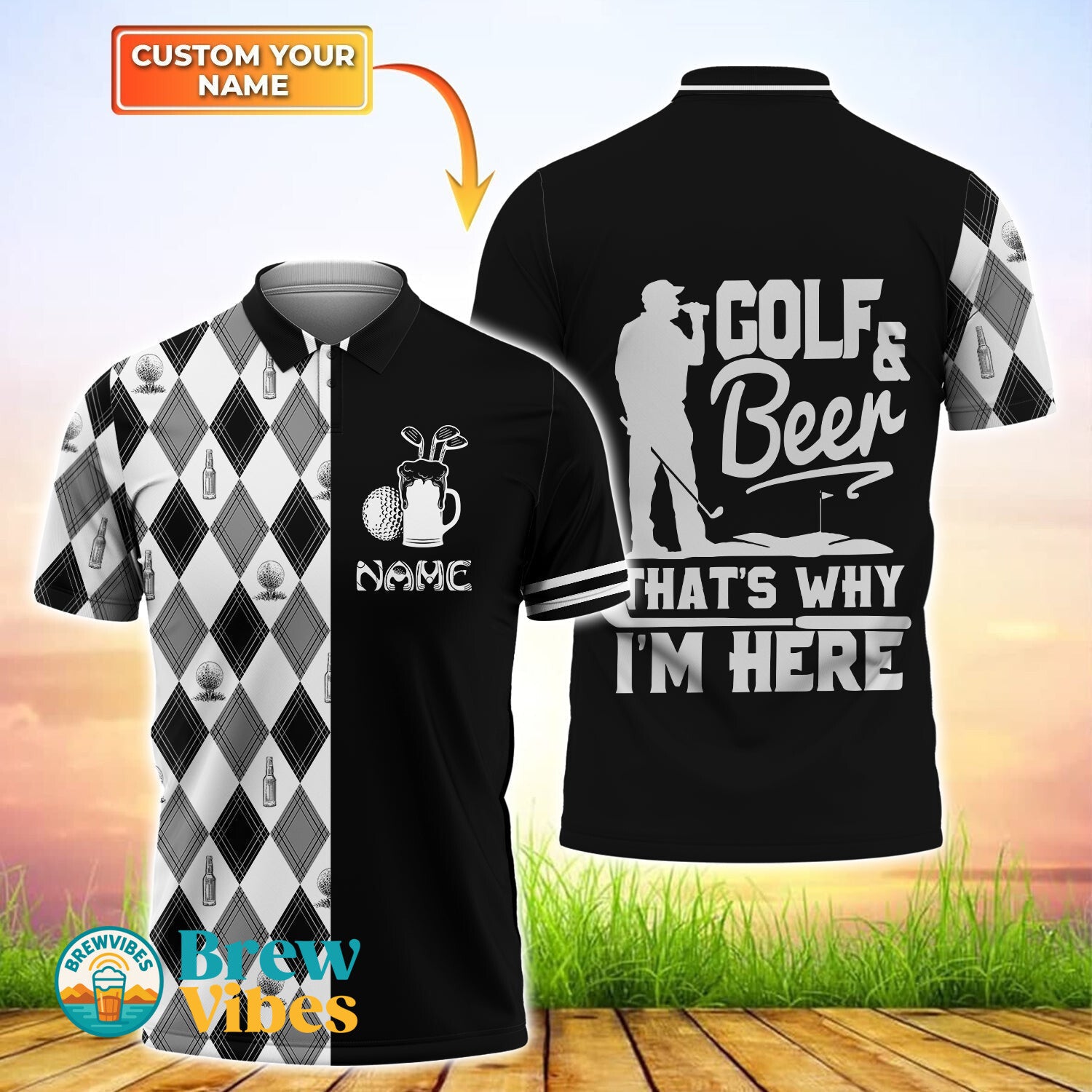 Golf And Beer Personalized Polo Shirt For Golf Lovers