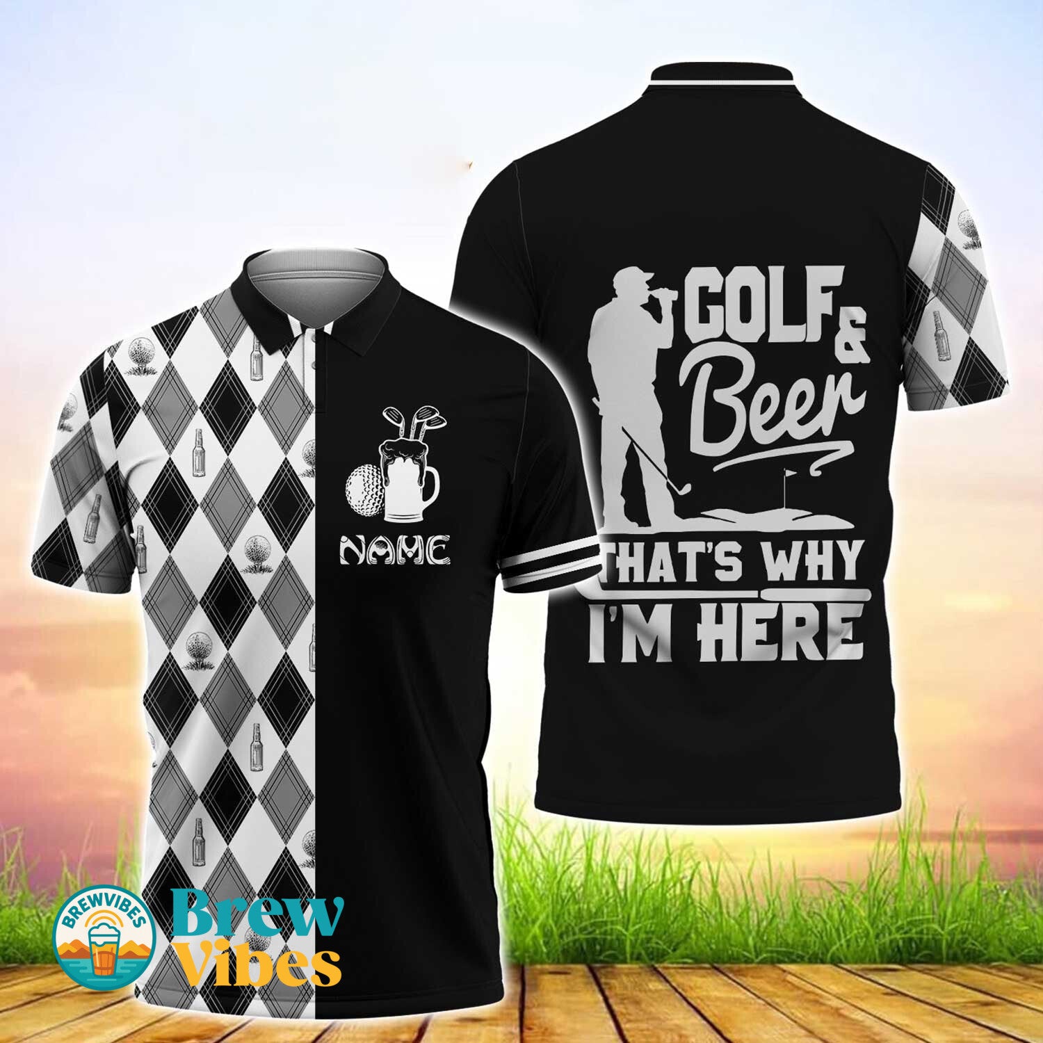Golf And Beer Personalized Polo Shirt For Golf Lovers
