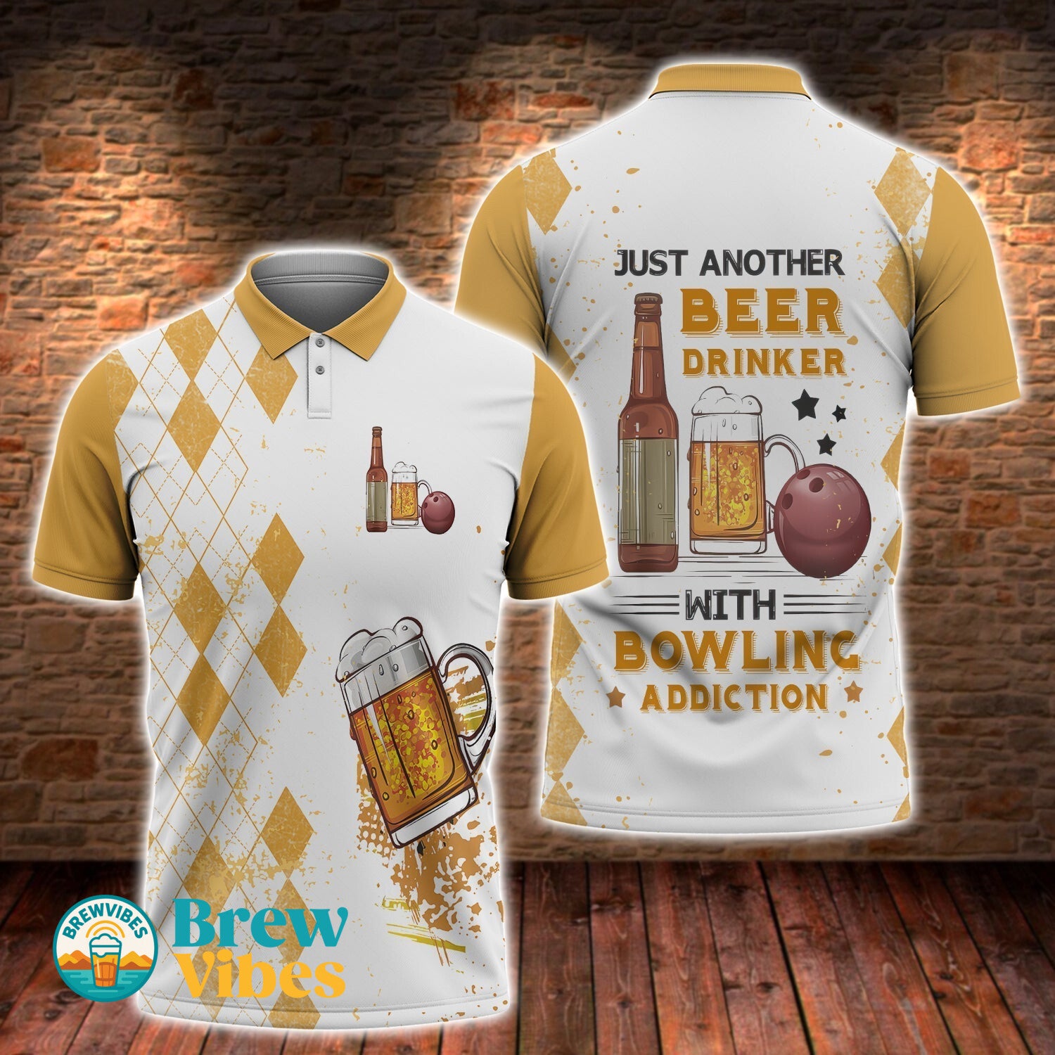 Bowling And Beer 3D Polo Shirt Customized Name Polo Shirt