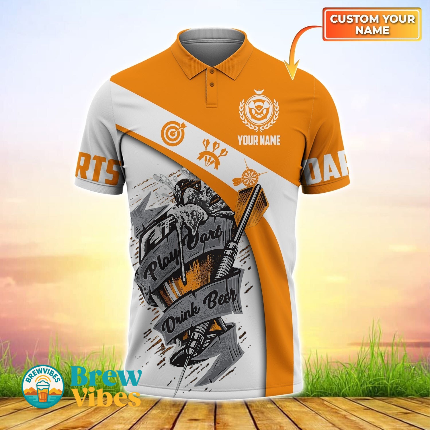 Personalized 3D Polo Shirt Play Darts Drink Beer Custom Name Polo Shirt