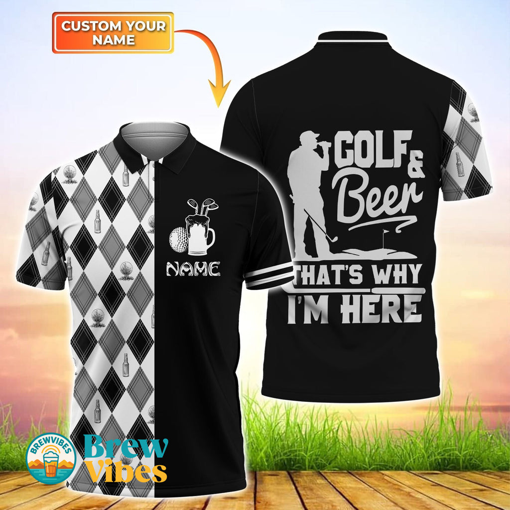 Golf And Beer Polo Shirt Personalized 3D Golf Polo Shirt Custom Name Golf Polo Shirt