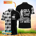 Golf And Beer Polo Shirt Personalized 3D Golf Polo Shirt Custom Name Golf Polo Shirt
