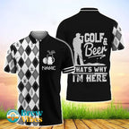 Golf And Beer Polo Shirt Personalized 3D Golf Polo Shirt Custom Name Golf Polo Shirt