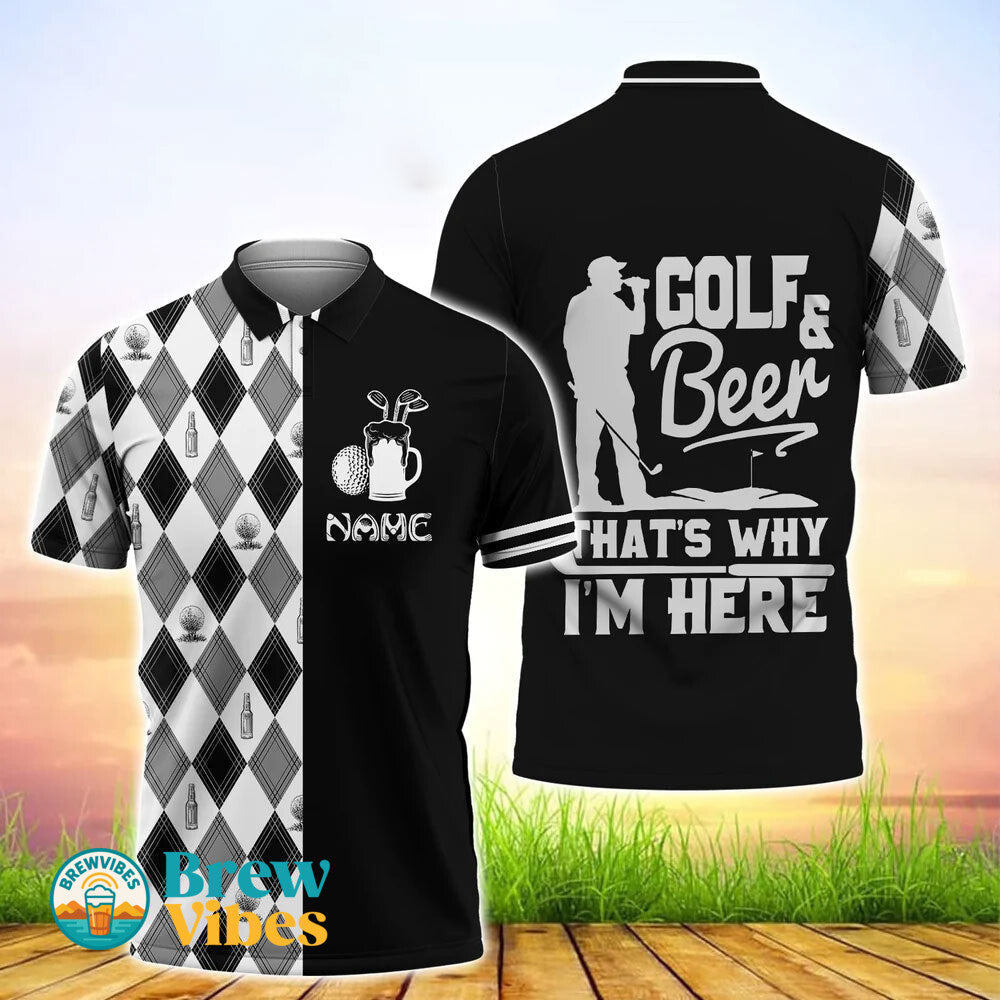 Golf And Beer Polo Shirt Personalized 3D Golf Polo Shirt Custom Name Golf Polo Shirt