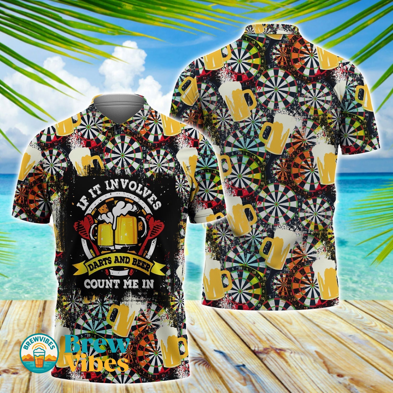 3D Full Printed Darts And Beer Polo Shirt With Custom Name Darts Polo Shirt Gifts For Darts Fans