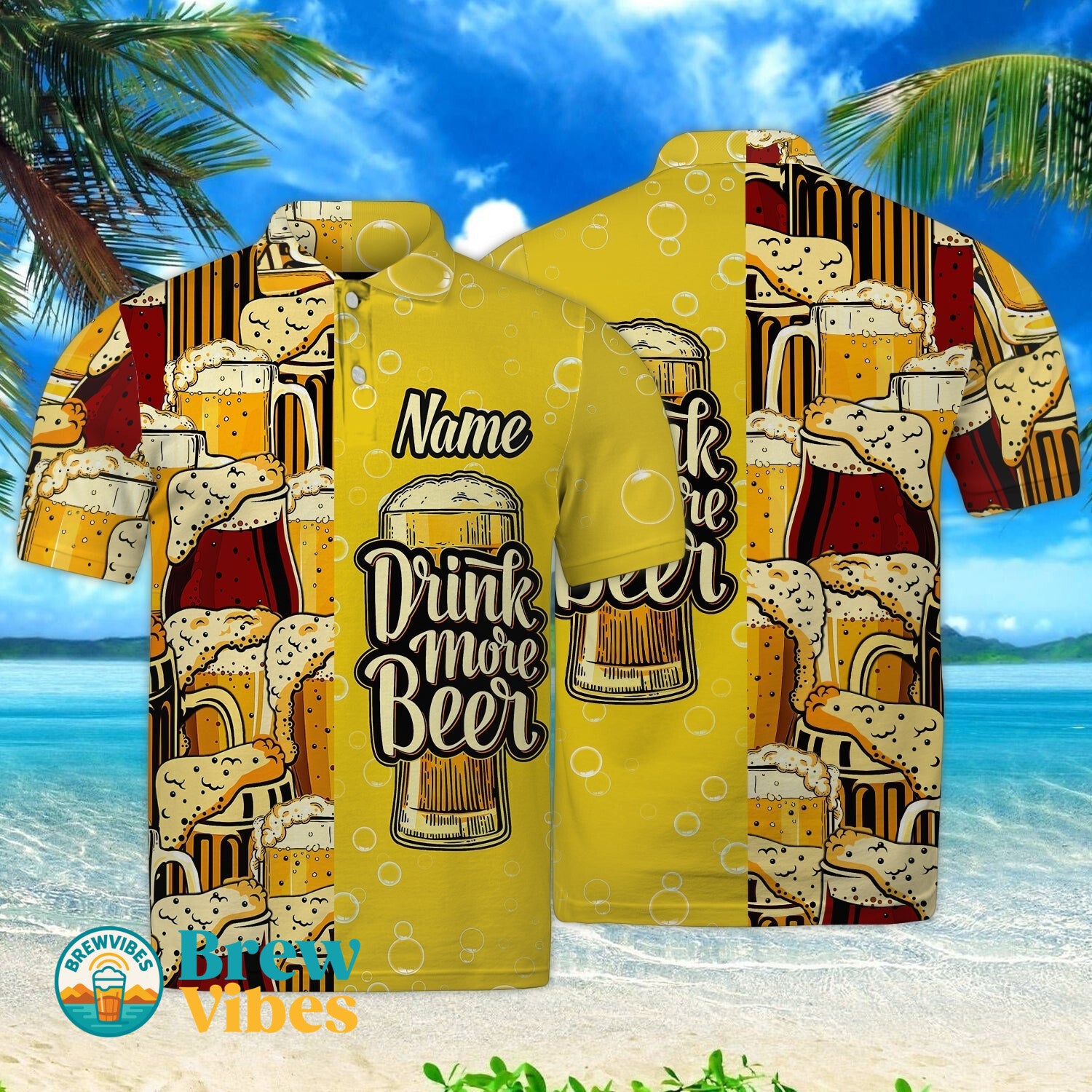 Beer Lover Shirt 3D Customized Name Polo Shirt