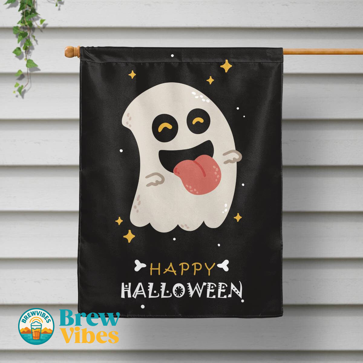 Happy Halloween Ghost Skull House Flag
