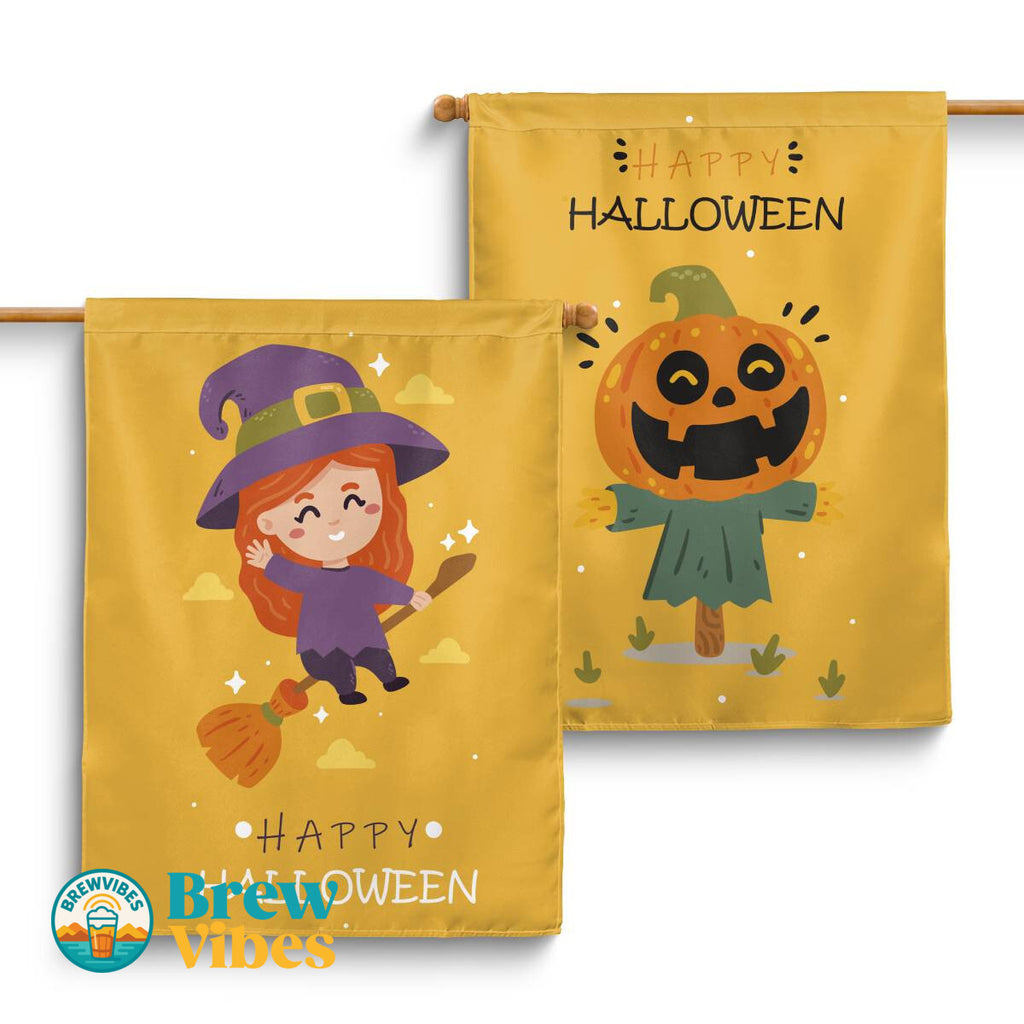 Happy Halloween Cute House Flag